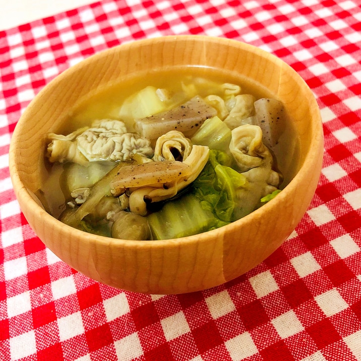 圧力なべで！白菜とこんにゃくのもつ煮☆